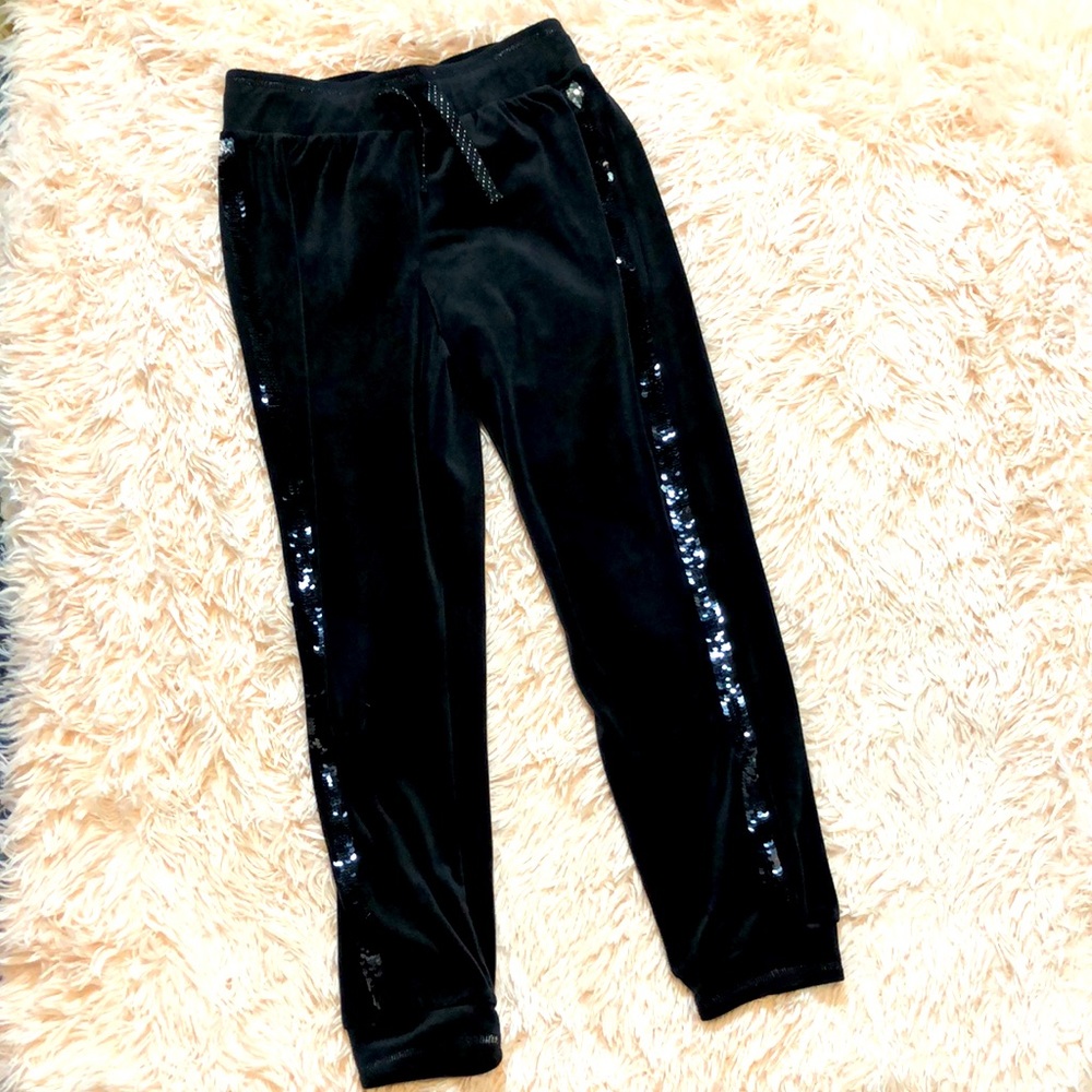 Girls velour sequin strip joggers size 10/12